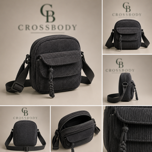 Everyday Corduroy Crossbody Bag – Multi-Pocket Shoulder Bag